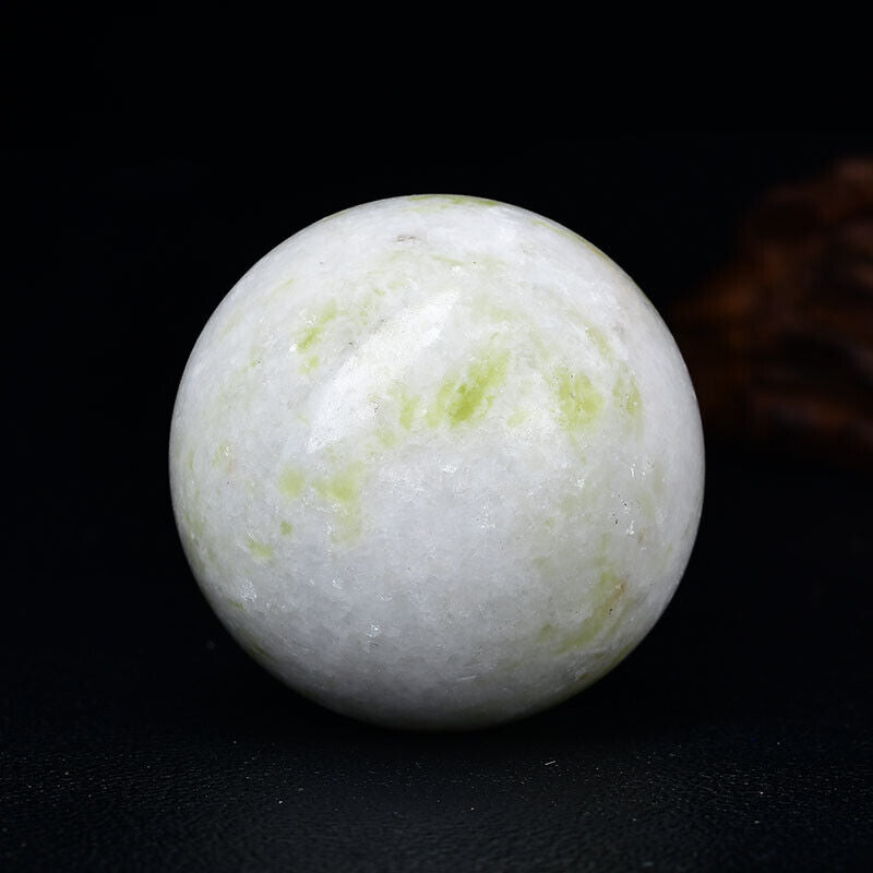 Green Jade Sphere Healing Crystal Ball Clear White Quartz Meditation Decor Stone