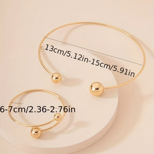 2pcs Necklace Plus Bracelet Fashion Jewelry Set 18k Gold Plated Adjustable Cuff Jewelry Stunning Party Accessories Perfect Decor For Summer