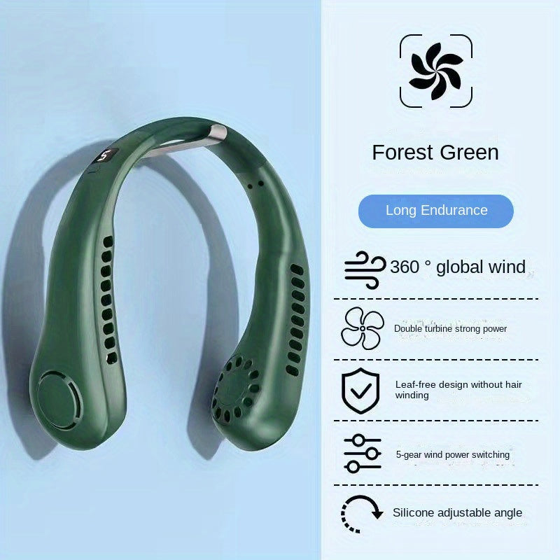 2023 New Mini Neck Fan Portable Bladeless Hanging Neck Rechargeable Air Cooler 3 Speed Mini Summer Sports Fans, Cool Portable Fan, School Su