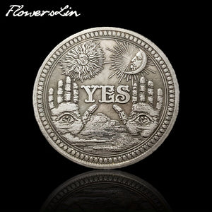 Flowerslin Yes Or No Prediction Decision Coin Psychic Eye Or Death Antique Silver Coin Craps Badge