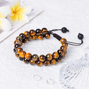 Healing Crystals Tigers Eye Black Obsidian Hematite 8mm Stone Beads Good Luck Triple Protection Bracelet For Men Women