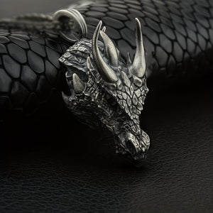 Men Fashion Vintage Dragon Head Pendant Necklace Hip Hop Rock Guard Party Amulet Jewelry Gift