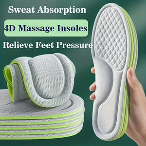 1 Pair Unisex 5D Diamond Shaped Protrusion Massage Insoles Nano Anti-bacterial, Odor Removal, Rapid Sweat Absorbent Sport Insoles Well Suite