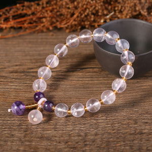 9.3mm Rose Quartz Crystal Pink Bracelets for Women Fashion Crystal Meditation