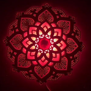 1pc Mandala Yoga Room Night Light LED Multi-Layer Wooden Creative Lotus-Shaped Atmosphere Light Living Room Bedroom Bathroom Kitchen Wall De