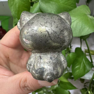 Hand Carved Pyrite Hello Kitty Crystal Cat Crystal Gift Crystal Animal Crystal Figurine