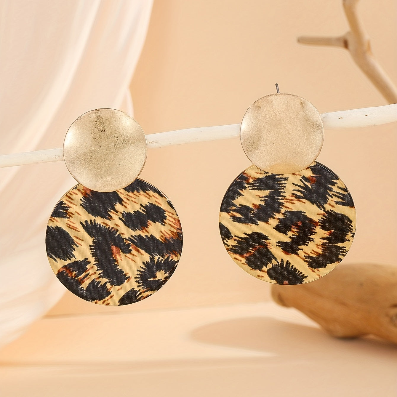 Bohemian Ethnic Style Leopard Print Round Disc Drop Earrings Geometric Disc Simple Ladies Ear Jewelry