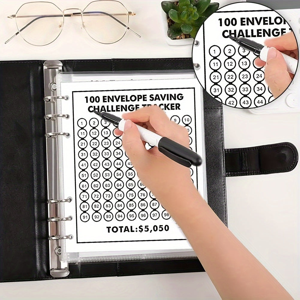 Achieve Your Financial Goals: Fun $5,050 Envelope Challenge Savings Binder with 26-Page Cash Tracker