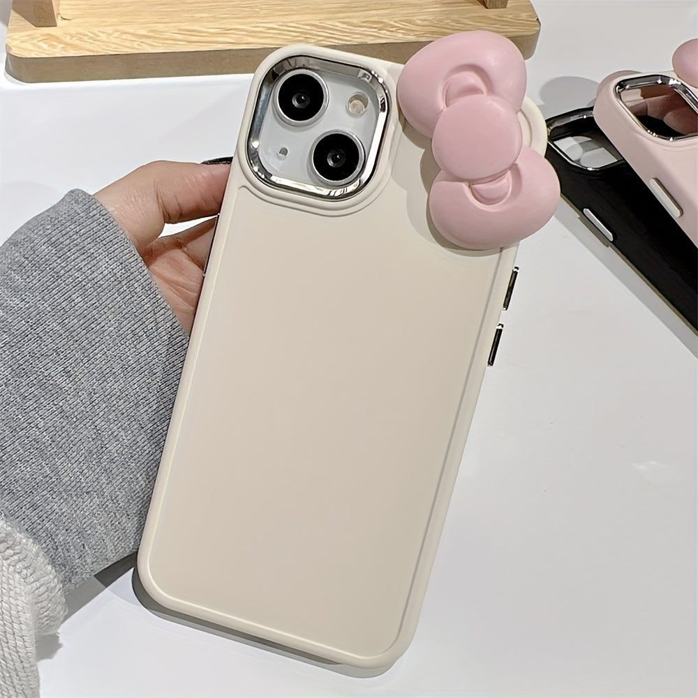 Cute 3D Bowknot Soft Silicone Phone Case For IPhone 14 13 12 11 Pro Max X XR Soild Color Shockproof Cover Funda