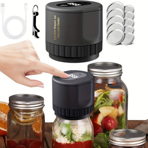 Electric Mason Jar Vacuum Sealer Kit For Wide Mouth And Regular Mouth Mason Jars