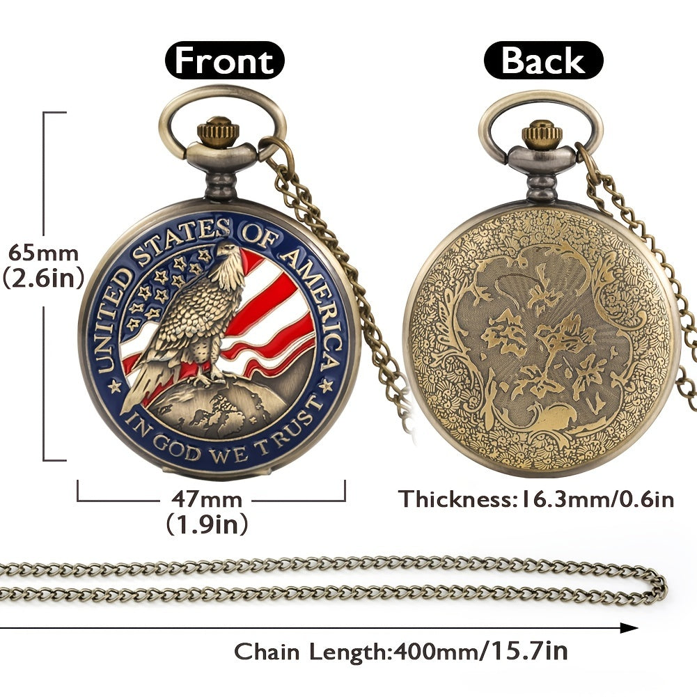 1pc Vintage Bronze American Necklace Pendant Pocket Watch Best Collectibles Pocket Watch