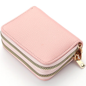 Women's Double-Zip Wallet: Spacious Faux Leather Organizer, Minimalist Style with Card Slots & Coin Pocket