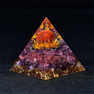 Red Jasper Sphere Lotus Orgone Pyramid EMF Protection Quartz Reiki Meditation