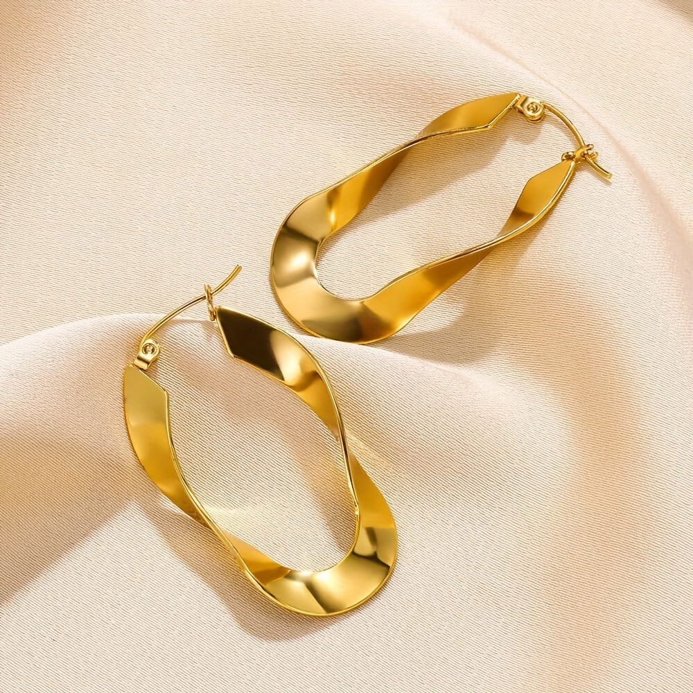 Minimalist Geometric Irregular Twist Hoop Earrings Möbius Strip Hoop Earrings 18K Gold Plated Daily Party Wearing Earrings Jewelry