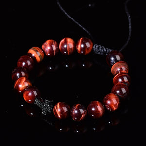 Natural Red Tigers Eye Quartz Healing Crystal Cross Fashion Bracelet Adjustable