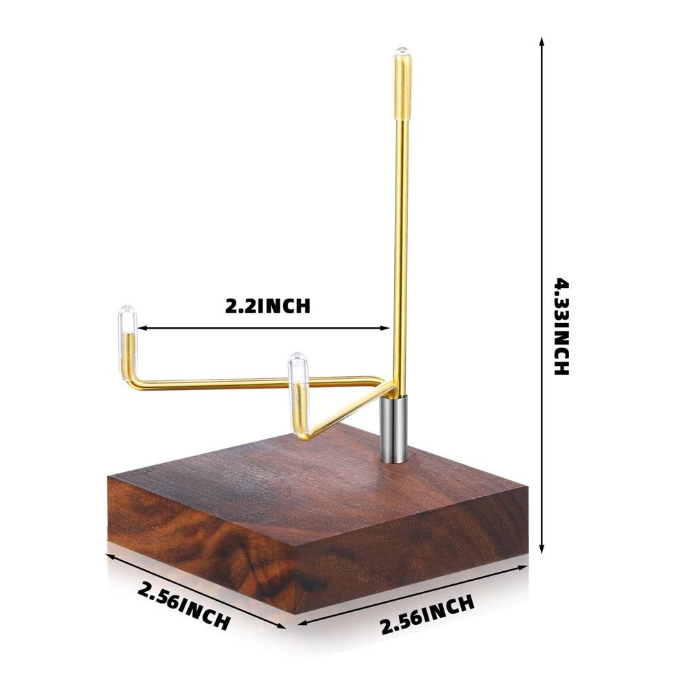 4 Pcs Brass Crystal Display Stand with Wooden Base Metal Rock Display Holder Rock Display Stand Rock Collection Display Mineral Display Easel for Geodes Stones Slices