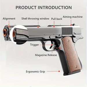 (Upgraded Won't Be A Card Shell) 48pcs M1911 Toy Gun Set (1 Toy Gun + 24 Egg Shell + 20 Bullets + 1 Silencer + 2 Bullet Clips) Halloween Tha