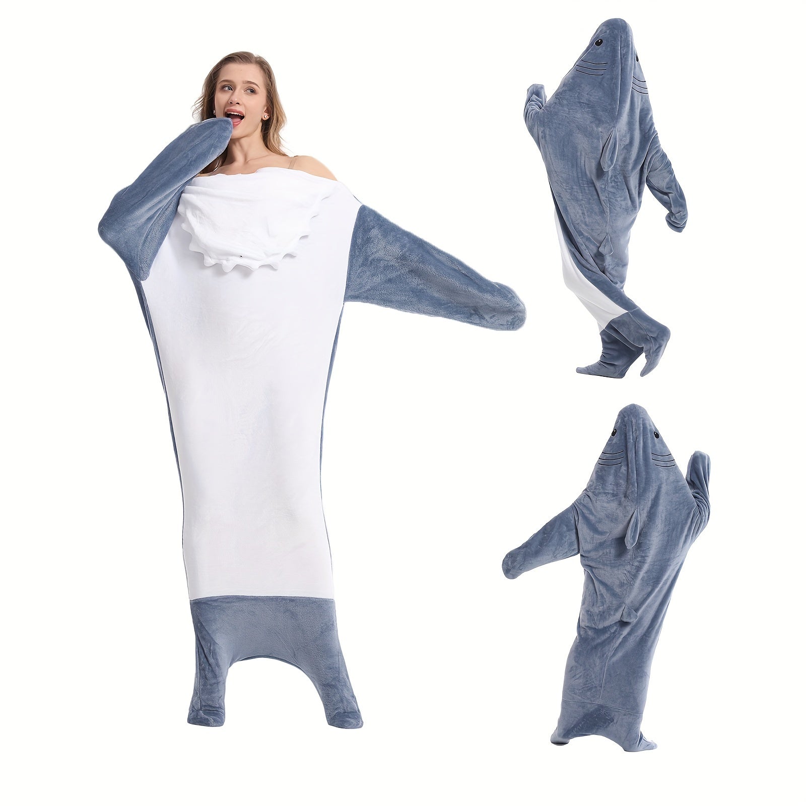 1pc Shark Blanket Adult Boys Girls Shark Blanket Wearable Shark Blanket Shark Sleeping Bag Christmas Gift