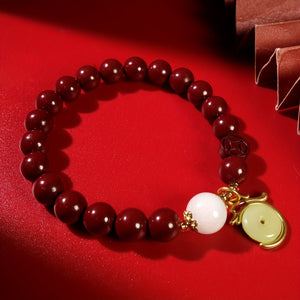 1pc Cinnabar Bracelet, Dragon Year Spring Festival Bracelet, Men And Women Lucky Jewelry Gift