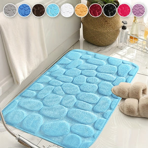 Elegant Quick-Dry Cobblestone Bath Rug: Non-Slip, High Absorbency for Safety & Style in Home Decor