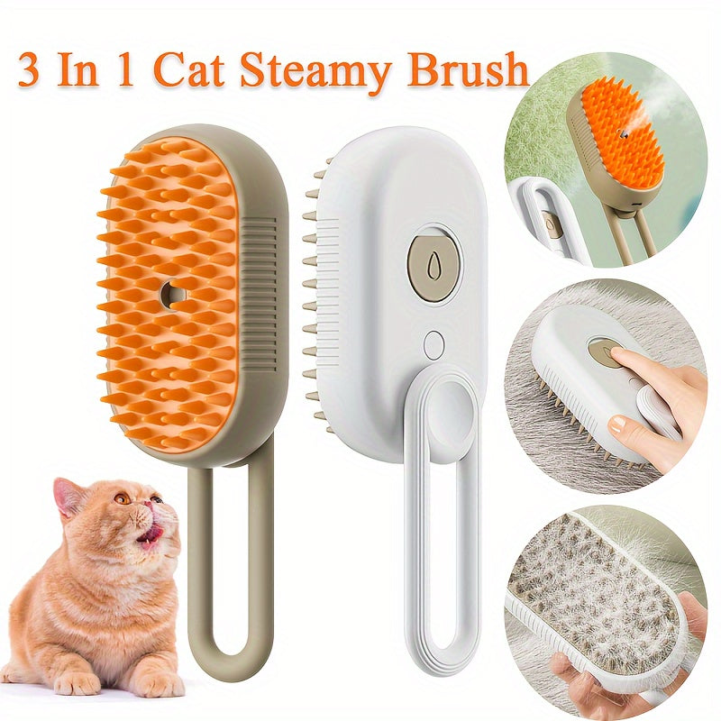 3-in-1 Steamy Pet Brush: Ultimate Grooming & Massage for Cats & Dogs - Happy, Healthy Fur