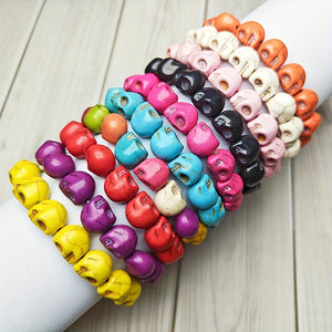 Cross-border Foreign Trade Jewelry Bracelet Synthetic Turquoise Skull Bracelet Wish Jewelry Wholesale