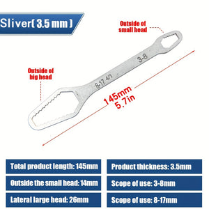 1pc 3.5mm Thickness 8-22mm Universal Torx Wrench Self-tightening Adjustable Glasses Wrench Board Double-head Torx Spanner Hand Tools For Fac