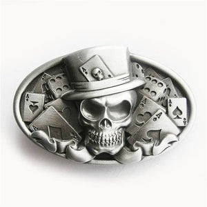 Western Zinc alloy Leather Belt Buckle Skull Tattoo Poker Casino Shape Pattern US Local Shipping