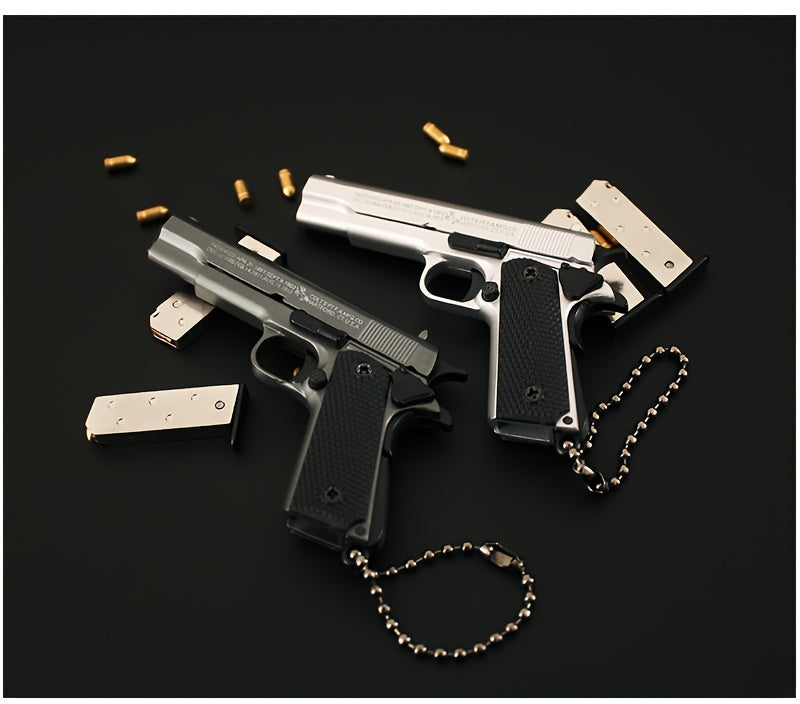 1911 Mini Pistol Toy Model Pendant, Removable Assembly Parts, Ultra-High Assembly Model [Handmade Alloy Process] One To One Restoration Of T