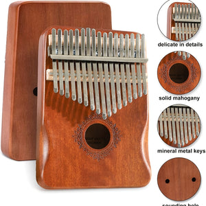 17 Keys Kalimba Thumb Piano, Ergonomic Portable Finger Piano, Retro Style Mbira Finger Piano With Study Instruction And Tune Hammer, Music G