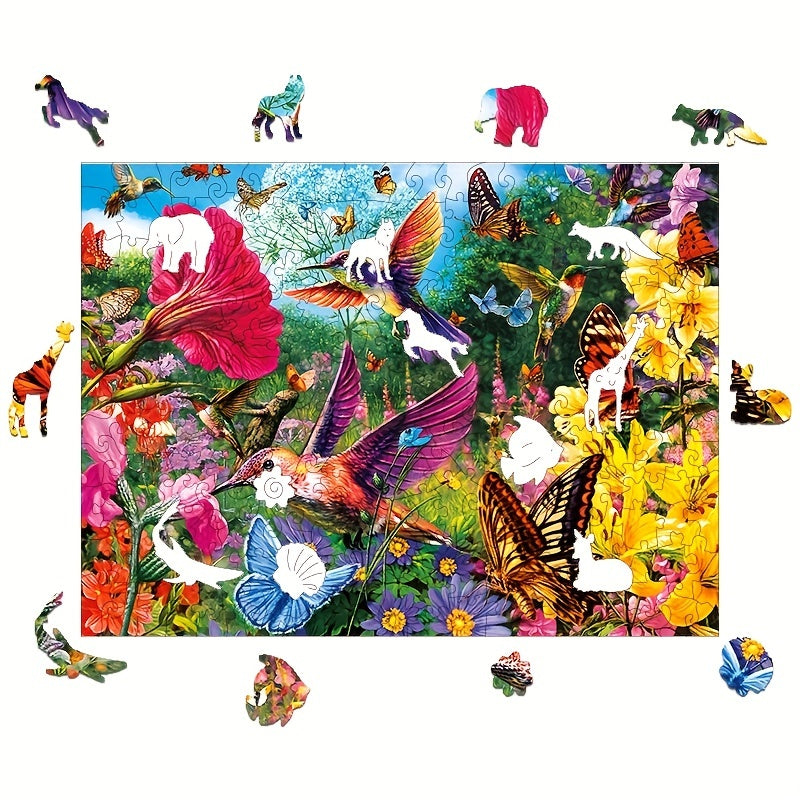 Hummingbird World Jigsaw Puzzle, Special-shaped Animal Jigsaw Puzzle, Adult Decompression Round Super Hard And Difficult Puzzle Toy, Birthda