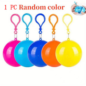 1pc Portable Disposable Emergency Raincoats Keychain Rain Poncho In A Ball For Traveling Hiking Fishing Camping Outdoor Sports