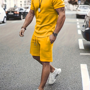 Men's Summer 2-Piece Set - Breathable Muscle Tee & Shorts - Versatile Beach/Sports/Loungewear