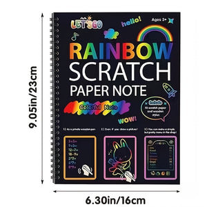 12-Sheet Rainbow Scratch-Off Notebook Set - Color Drawing Paper Kit For Kids Birthday Games, Party Favors, Christmas & Easter Activities - P