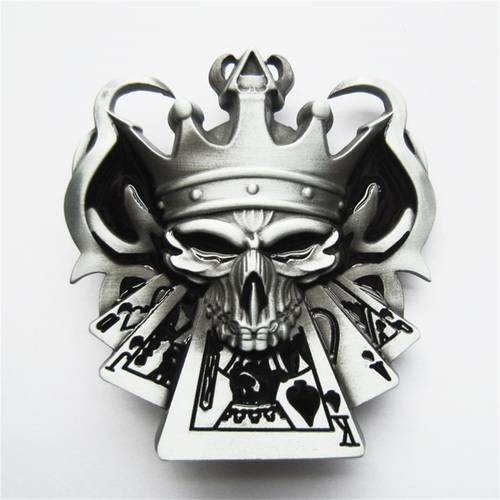 Western Zinc alloy Leather Belt Buckle Royal Flush Poker Skull Shape Pattern US Local Shipping