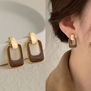 Elegant Simple Style Geometric Stud Earrings Alloy 14K Gold Plated Jewelry For Women Daily Wear