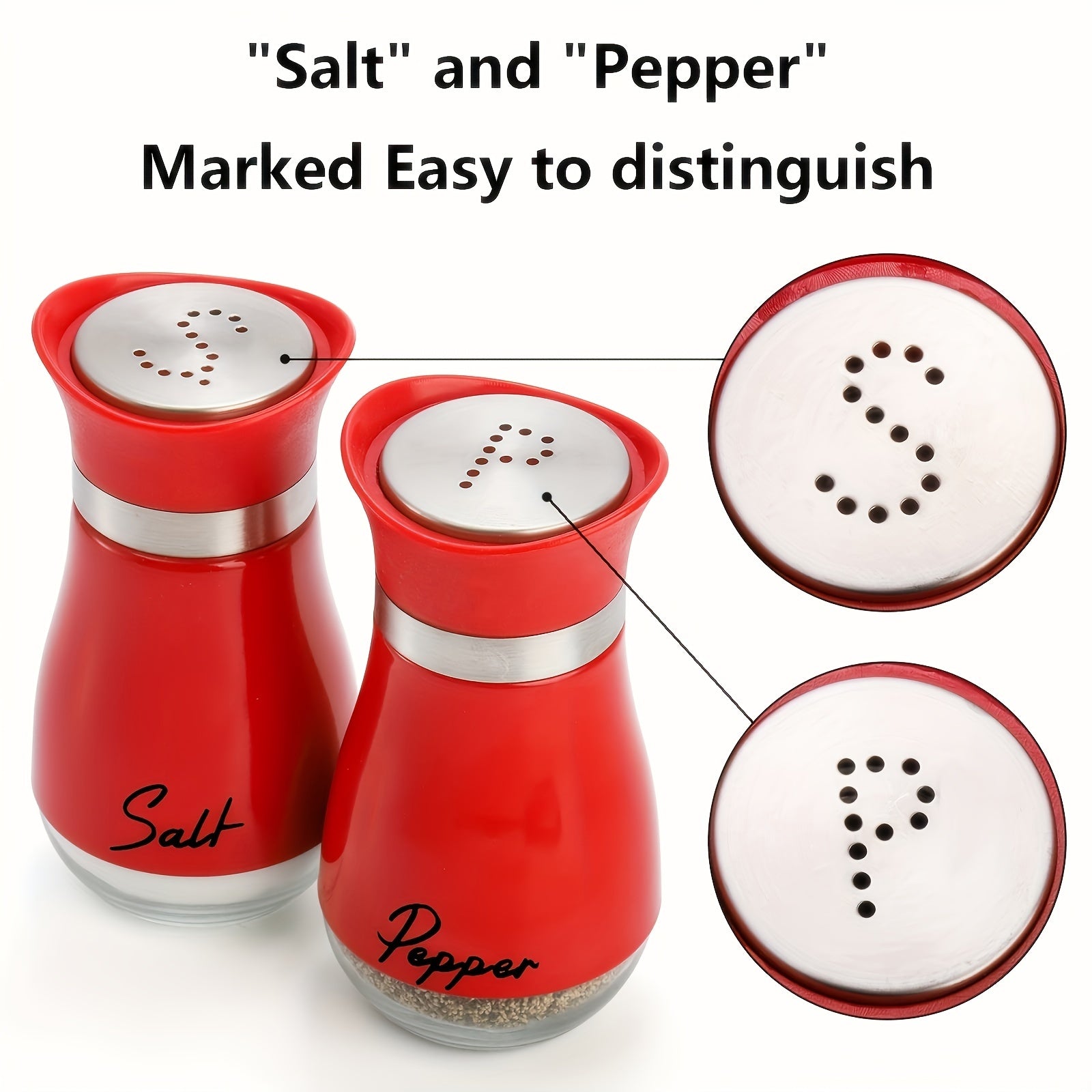 2pcs, Salt And Pepper Shakers, Spice Dispenser With Pour Holes, Adjustable Refillable Pepper Shaker, Seasoning Cans, Kitchen Tools, College