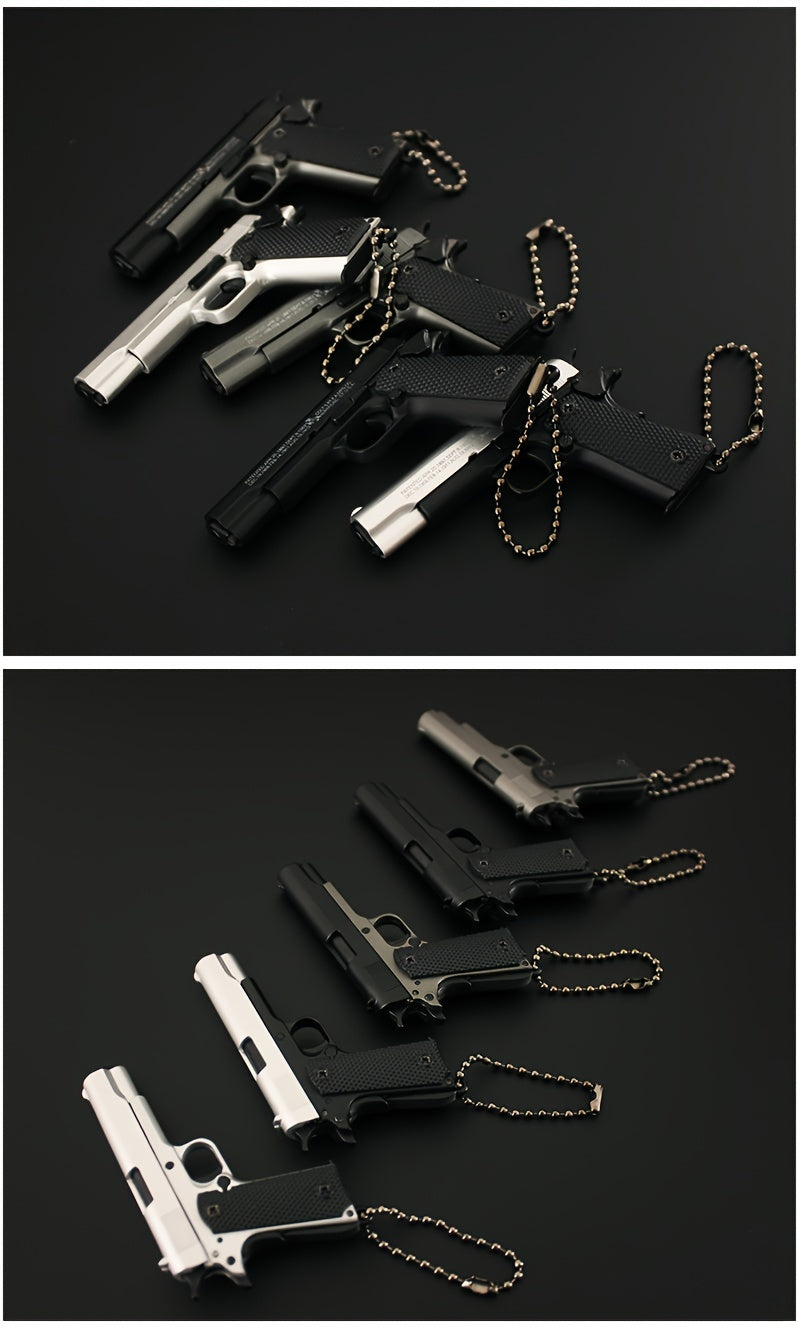 1911 Mini Pistol Toy Model Pendant, Removable Assembly Parts, Ultra-High Assembly Model [Handmade Alloy Process] One To One Restoration Of T