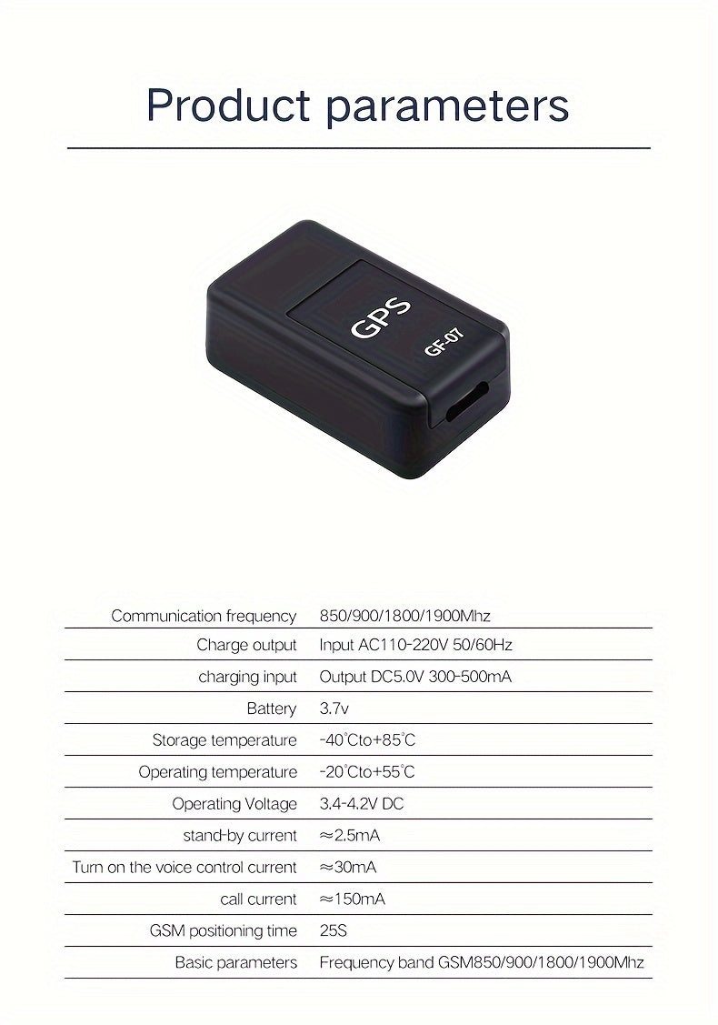 Compact Magnetic GPS Tracker – Versatile, Rechargeable, Real-Time Anti-Theft Vehicle Locator with Long-Lasting Battery