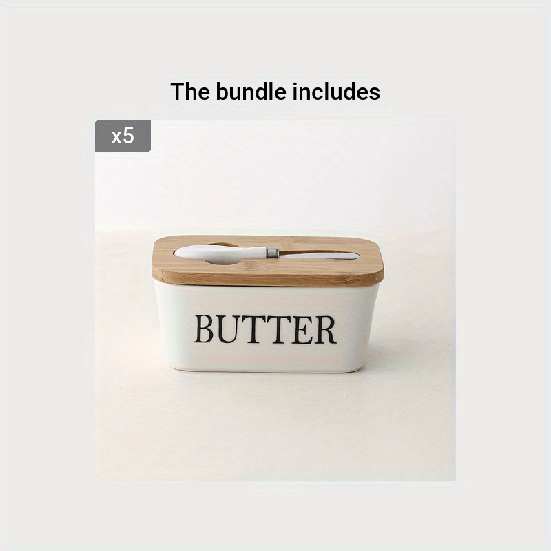 1pc, Large Ceramic Butter Dish With Lid And Knife - Perfect For Kitchen Baking And Gifting - Durable And Easy To Clean for restaurants