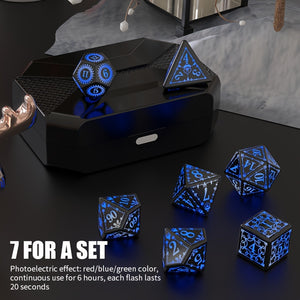 7pcs, Rechargeable LED Dice Set, Blue Breathing Light Dice For Board Game Accessories