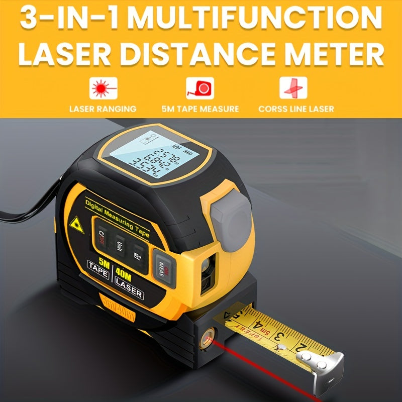 1pc Laser Tape Measure 3 In 1 Digital Tape Measure High Precision  Laser Rangefinder Steel Tape Measure