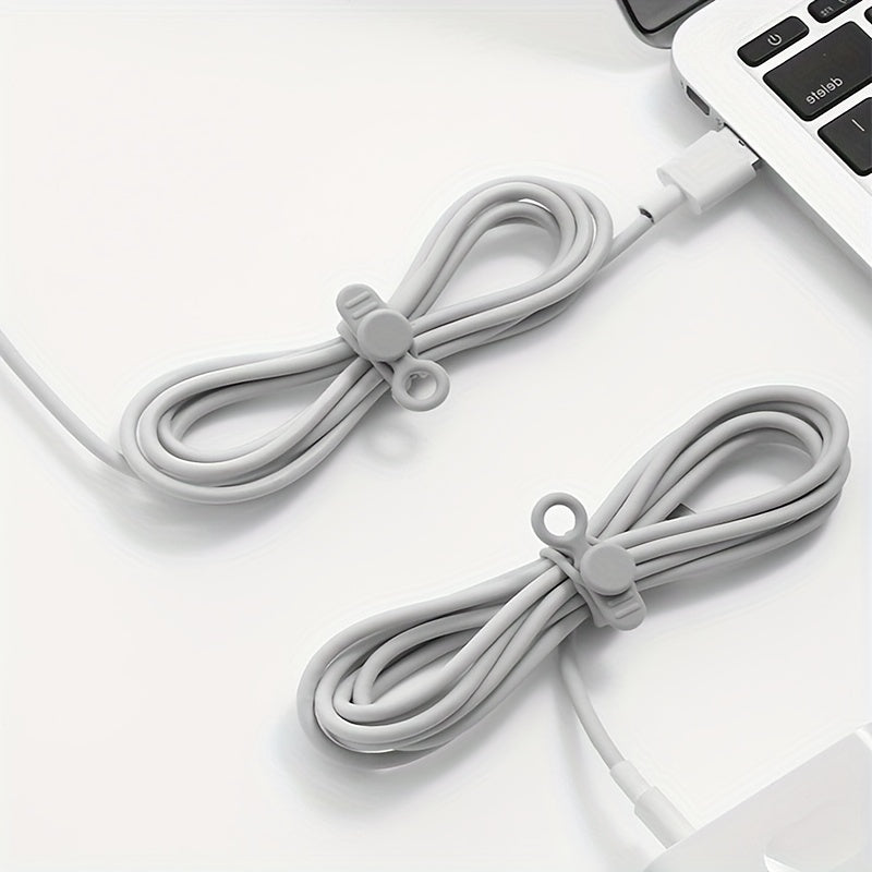 10pcs Reusable Silicone Cable Ties - Multipurpose Cable Organizer for Cords, Wires, and Cables - Easy to Use and Durable