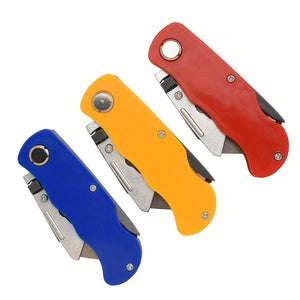 1/2/3pcs Multifunction Folding Knife, Portable Pocket Knife, Electrician Utility Knife With 10pcs Blades Paper Cutter DIY Hand Tools, Stainl