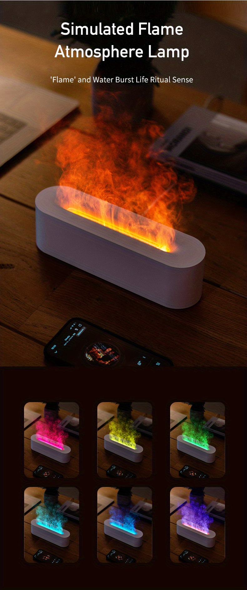 150ml Seven-Color Flame USB Aromatherapy Humidifier With Timing Function And Automatic Power-Off