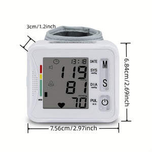 Compact Digital Wrist Blood Pressure Monitor - One-Touch, Irregular Heartbeat Indicator, Battery-Free Operation