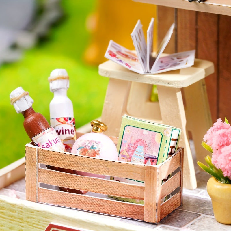 Handmade DIY Cherry Blossom Noodle House Model Building Kit - Perfect Birthday Gift for Girls - Room Decorations & Furniture Included!