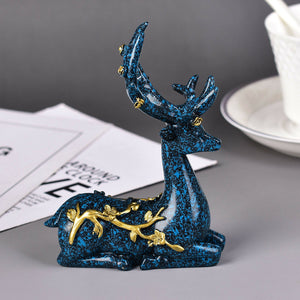 3.8'' Dark Blue Deer Crystal Ball Holder Resin Room Decor Sphere Stand Holder