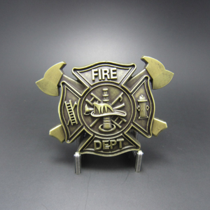 Western Men‘s Zinc alloy Leather Belt Buckle Plated Firefighter Cross Pattern US Local Shipping