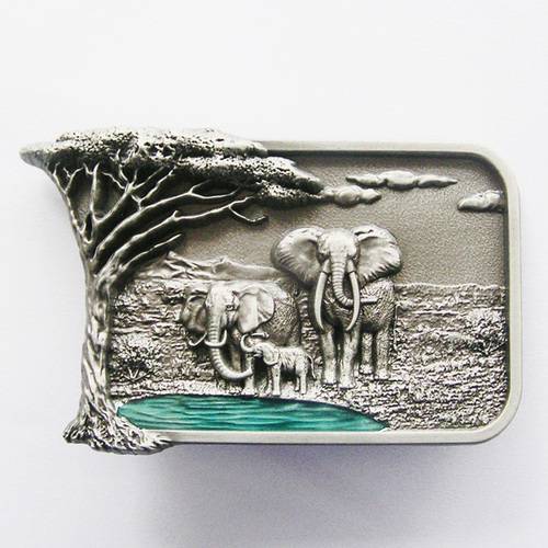 New Original Africa Elephant Big Tree Wildlife Western Belt Buckle US Local Shipping